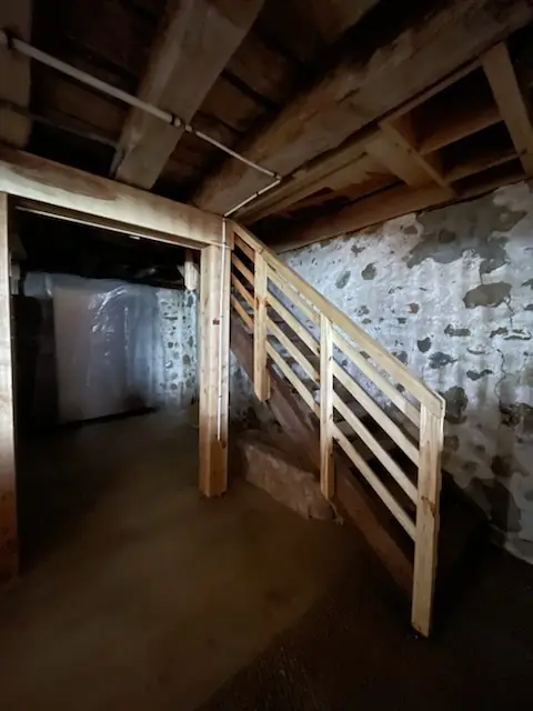 New stairs built into the barn lower level