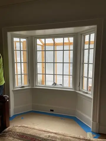 Bay window interior trimmed out, second room