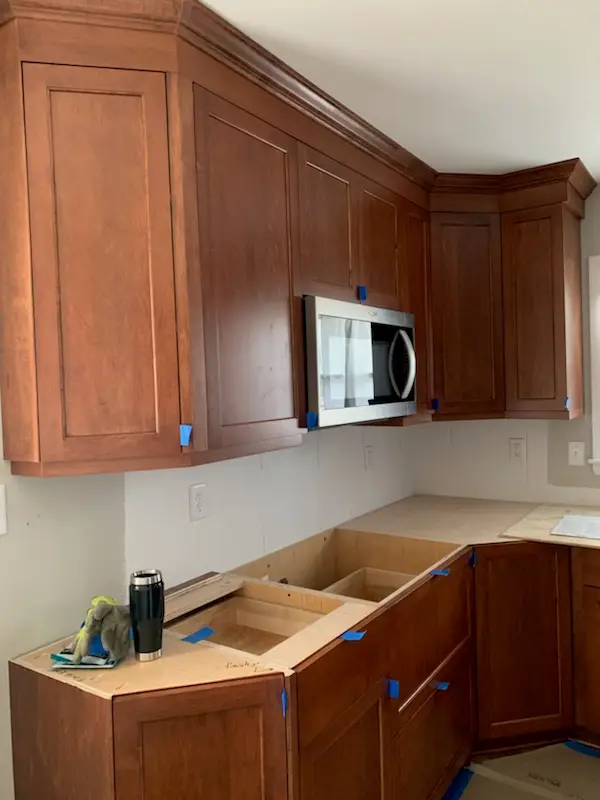 Upper cabinets set, counters templated